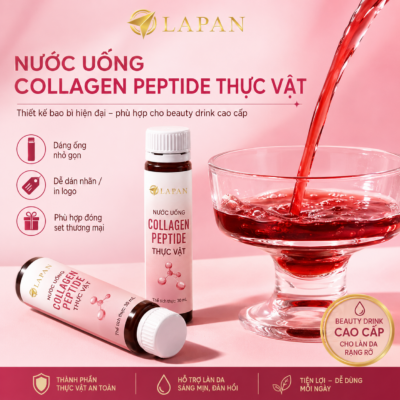 Chai lọ đựng nước uống Collagen Peptide thực vật 30ml thiết kế nhỏ gọn, dễ dán nhãn, dễ in logo và phù hợp đóng set thương mại.