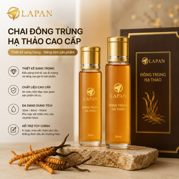 Đông trùng hạ thảo cao cấp LAPAN – thiết kế hộp quà sang trọng, nâng tầm giá trị sản phẩm sức khỏe và quà tặng cao cấp.
