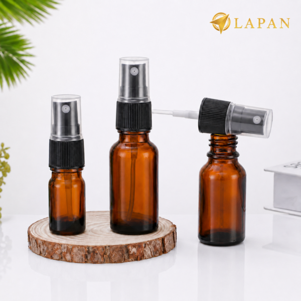 Chai xịt tinh dầu 50ml thủy tinh màu hổ phách, đầu xịt phun sương, phù hợp tinh dầu, xịt thơm, toner và nước hoa mini.